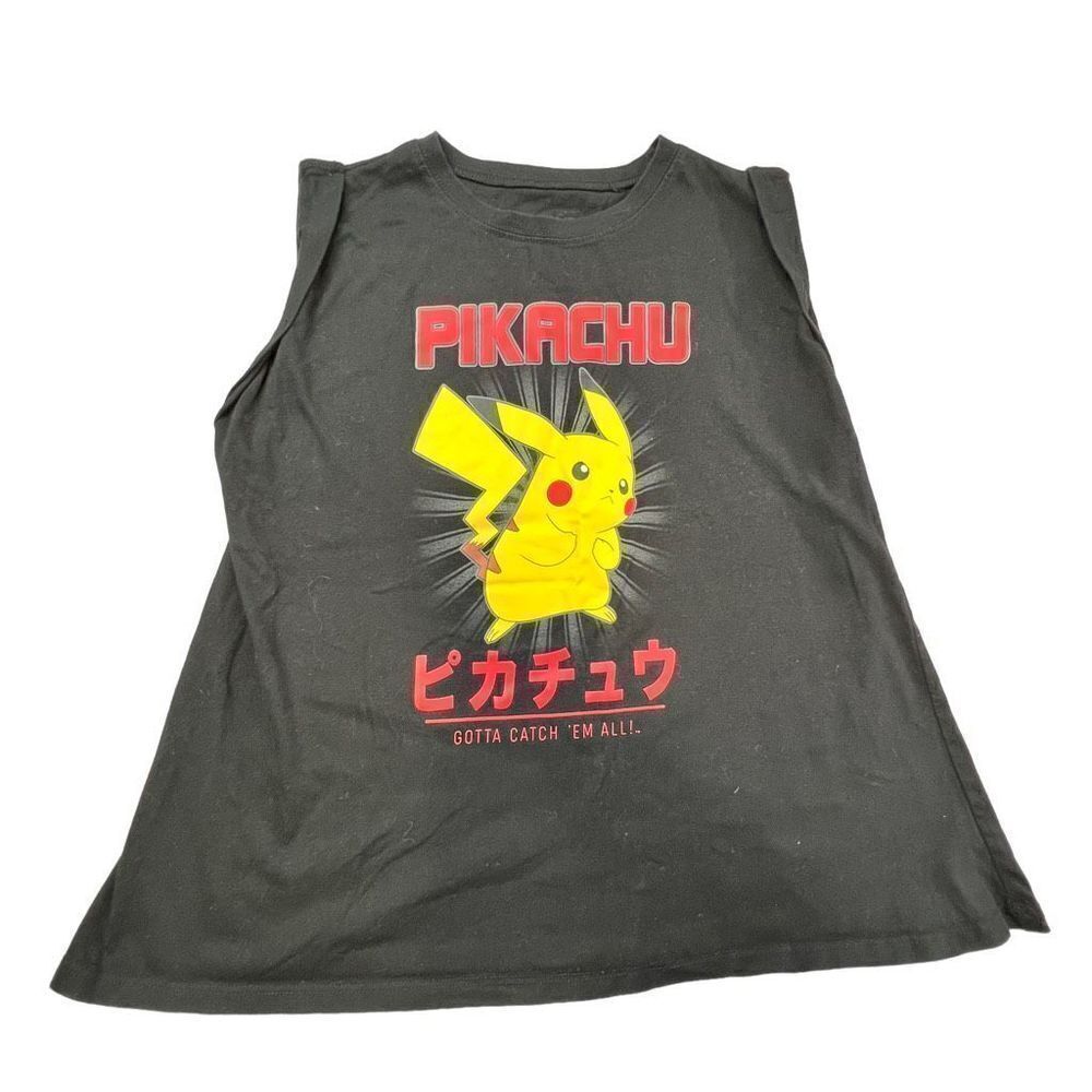 Pokémon Women's Crew Neck Pikachu Front Knot Graphic T-Shirt Black Red Medium